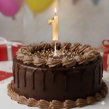 Imagem de Vela De Aniversário Mini Design Número Com 5Cm Silver Festas Dourada (Número 1)