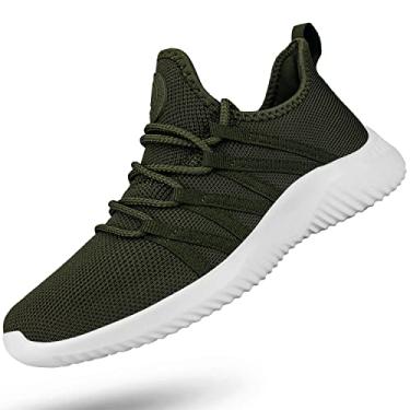 Imagem de Feethit Tênis de corrida feminino, antiderrapante, antiderrapante, leve, academia, treino, respirável, moderno, Verde oliva, 38