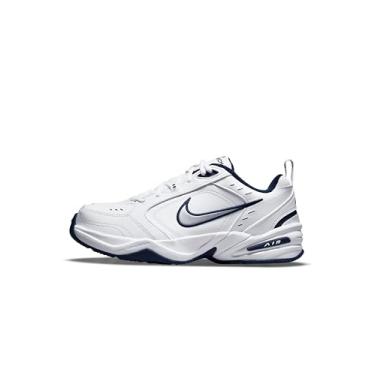Imagem de Nike Tênis masculino Air Monarch IV para treinamento/treino, Branco/prata metálico/azul-marinho, 12.5 X-Wide