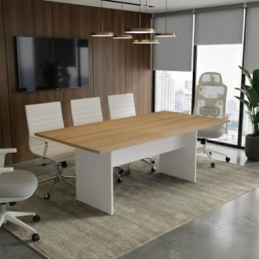 Imagem de Mesa Reunião 8 Lugares 200cm x100cm Retangular Executiva com Pé Painel