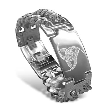 Imagem de bahamut Pulseira masculina Viking Odin Gungnir de aço inoxidável legal cubana com elos de corrente para homens, pulseira nórdica, Large, Aço inoxidável, Sem Pedra Preciosa