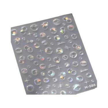 Imagem de Adesivos De Unha Autoadesivos Com Bolhas Laser E Estrelas Para Manicur