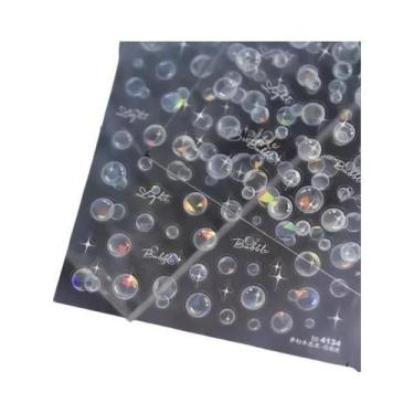 Imagem de Adesivos De Unha Autoadesivos Com Bolhas Laser E Estrelas Para Manicur