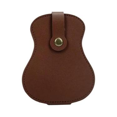 Imagem de Bolsa De Couro Em Formato De Guitarra Para Armazenamento De Palhetas -