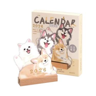 Imagem de Calendário De Mesa Com Base De Madeira, Decoração De Cães E Gatos, Est
