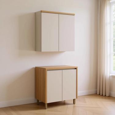 Imagem de Conjunto Cozinha Compacta 2 Peças 80 Cm Jequitibá Gris