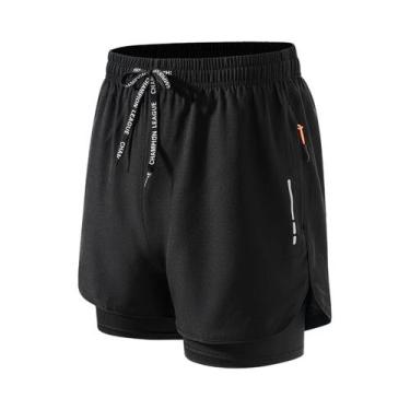 Imagem de Shorts De Fitness Masculinos 2 Em 1 De Secagem Rápida Para Corrida E T