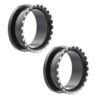 Imagem de LOMISS 2 Peças ALARGADOR AÇO CIRÚRGICO BLACK DETALHADO (PRETO, 16MM)