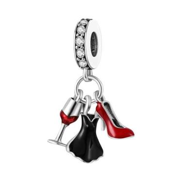 Imagem de Pingentes De Patins De Balé Rosa Femininos Em Prata 925 Para Pulseira,