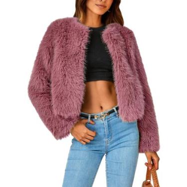 Imagem de Abrigo PRETTYGARDEN 2025 de Invierno Cropped de Piel Sintética Roja XX