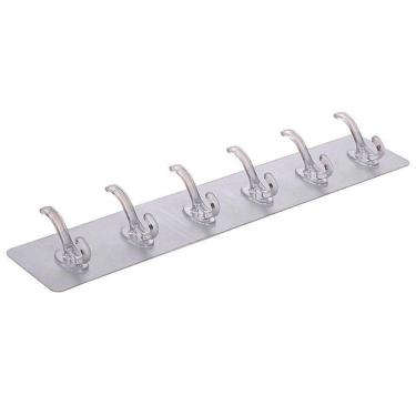 Imagem de Cabideiro Multiuso Porta Chaves 6 Ganchos Sem Furos