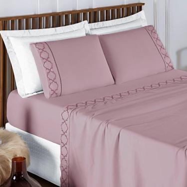Imagem de Jogo De Cama 300 Fios Bordado Queen Infinity 04 Peças - Frapê De Uva