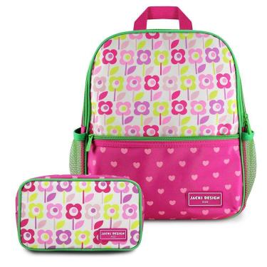 Imagem de Conjunto Estojo Tamanho Médio Rosa Sapeka E Mochila Sapeka Floral Pink Mochila