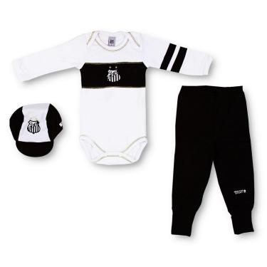 Imagem de Conjunto Bebê Santos Com Body e Boné Longo Oficial