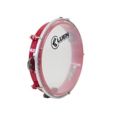 Imagem de Pandeiro Luen 8 Junior Pele Cristal ABS Platinelas de Inox, Vermelho