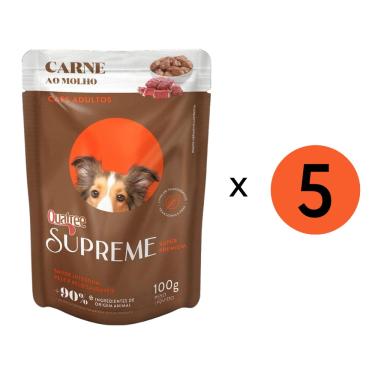 Imagem de Kit 5 Unidades Ração Úmida Quatree Cães Supreme Adulto Carne Sachê 100Gr