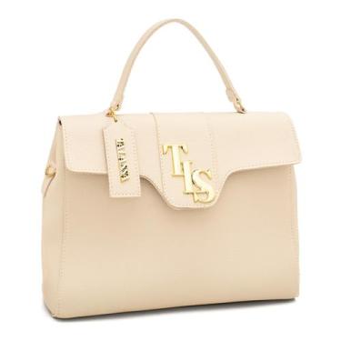 Imagem de Bolsa Feminina Grande Mão e Ombro Talassa Satchel Luxo, Bege
