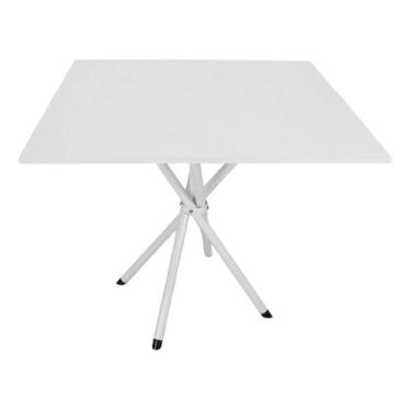 Imagem de Mesa Jantar 70cm Quadrada Base Italy Metálica Escrivaninha Sala Estar 