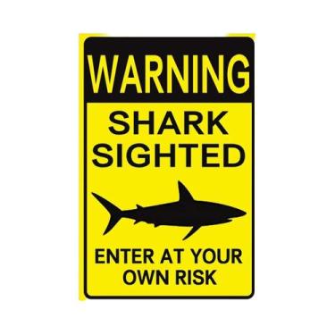 Imagem de Placa De Metal Vintage De Aviso De Tubarão Perigoso Para Decoração De 