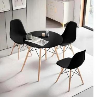 Imagem de Conjunto de Mesa Redonda 80cm com 3 Cadeiras Eiffel - Móveis La Bella