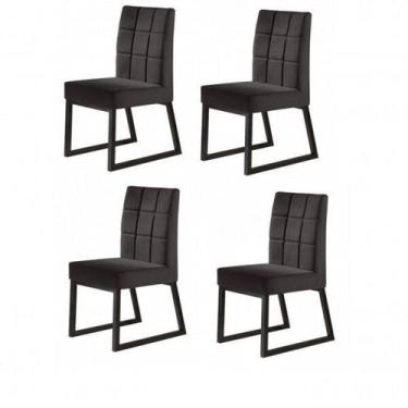 Imagem de Kit 4 Cadeiras Estofadas Pés Metálicos Gênova Yescasa - Cimol