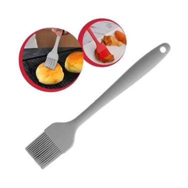 Imagem de Pincel Culinário Cinza 25Cm Silicone Flexível Livre De Bpa