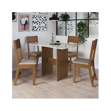 Imagem de Conjunto de Mesa Retangular com 6 Cadeiras Indekes Orquídea Freijó/Off White