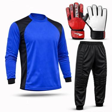 Imagem de Kit Goleiro Juvenil Camisa + Calça Acolchoada + Luva De Goleiro Penalty-Unissex