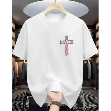 Imagem de Camiseta Masculina Básica Casual Algodão 30.1 Penteado Estilo Urbano V