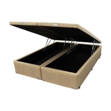 Imagem de Cama Box Baú Castor Queen Linho Bege 158x198x35cm - COLCHÕES CASTOR