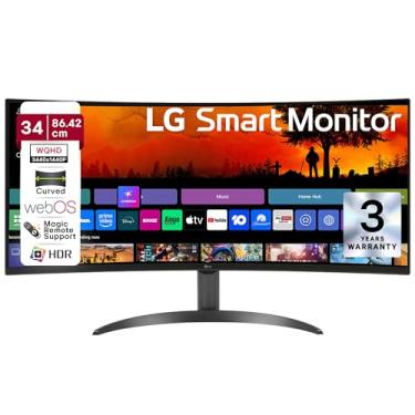Imagem de LG Monitor inteligente 34SR60QC curvo (1800R) UltraWide 21:9, WQHD de 34 polegadas (3440 x 1440), HDR10 99% sRGB (tipo), 100Hz, alto-falante embutido, webOS, AirPlay2, compartilhamento de tela