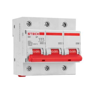 Imagem de Disjuntor Steck Din 3P 080A Curva C 10Ka Sdd3c80 Branco