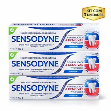Imagem de Kit 3 Sensodyne Sensibilidade Gengivas 100g - Original