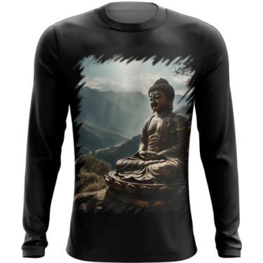 Imagem de Camiseta Manga Longa Estátua de Buda Iluminado Religião 7 - Kasubeck S