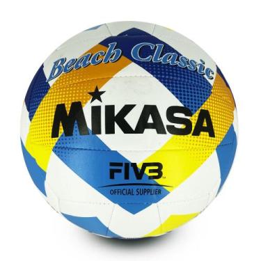 Imagem de Bola de Vôlei de Praia Mikasa BV543-Y Aprovada FIVB Costurada, Branco,