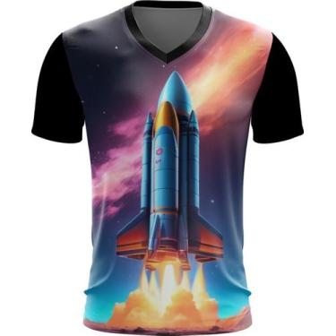 Imagem de Camiseta Gola V Foguete Espacial Space Rocket Espaço 4 - Kasubeck Stor