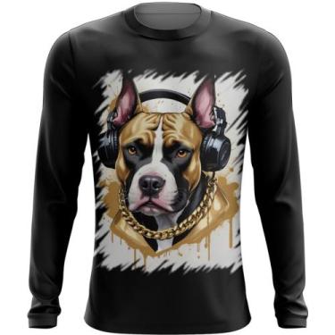Imagem de Camiseta Manga Longa Pitbull com Headphones 5 - Kasubeck Store®, M