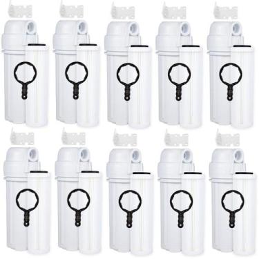 Imagem de 10 Kit Filtro Caixa D'água Com Refil Lavável Plissado 9 3/4 Branco 0 -