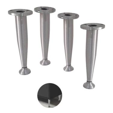 Imagem de Pé Leve Cônico Regulável 12cm Branco 4 Unidades Escovado - Generica, E