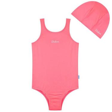 Imagem de Maiô Natação Infantil com Touca Proteção UV50+ Rosa Neon Kamylus, 4