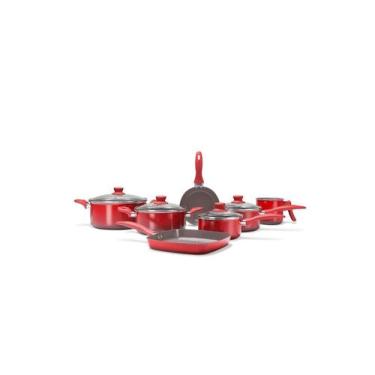 Imagem de Jogo panelas brinox antiaderente ceramic life 7 pecas easy vermelho 47