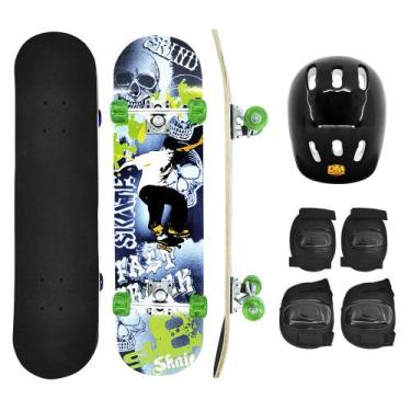Imagem de Skate com Kit Proteção DM Radical 78,5cm Suporta até 50kg - DMTOYS