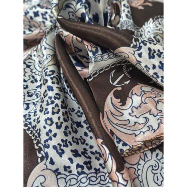 Imagem de Lenço Feminino Cetim Estampa Barroca Luxo 50x50cm para Bolsa e Cabelo 