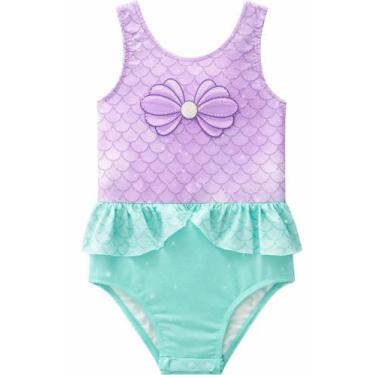 Imagem de Maiô Bebê Sereia Saia Proteção UV50+ Com Strass - Infanti, GG