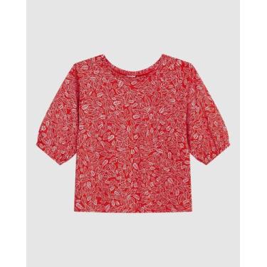 Imagem de Blusa Ampla Feminina Estampada Em Algodão - Malwee, Laranja, P