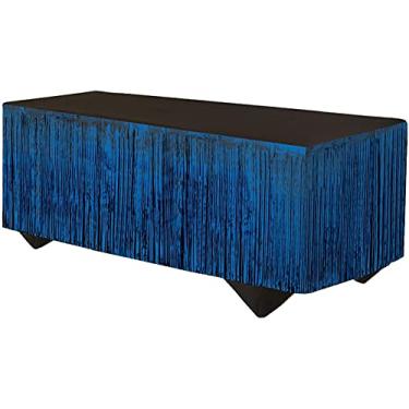 Imagem de Forum Novelties Party Supplies Saia de mesa com franjas de tinsel, 365,8 cm x 73,6 cm, azul