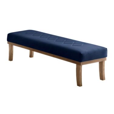Imagem de Banco | Banqueta 3 Lugares Theo Veludo Azul e Mel 160 cm