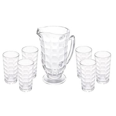 Imagem de Lyor JARRA DE 1L COM COPOS DE 270ml VIDRO XADREZ TRANSPARENTE