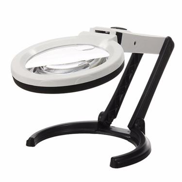 Imagem de Lupa de Mesa Bancada 10 Led Suporte Articulável Aumento 2x e 5X GT315