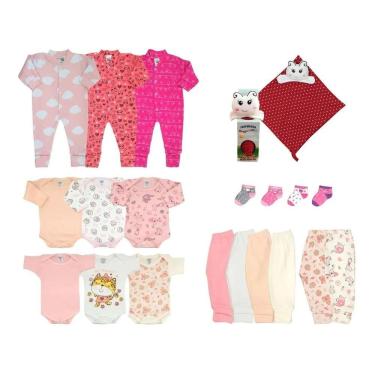 Imagem de Kit Enxoval Roupa De Bebê e Naninha Baby Menina  20 Peças